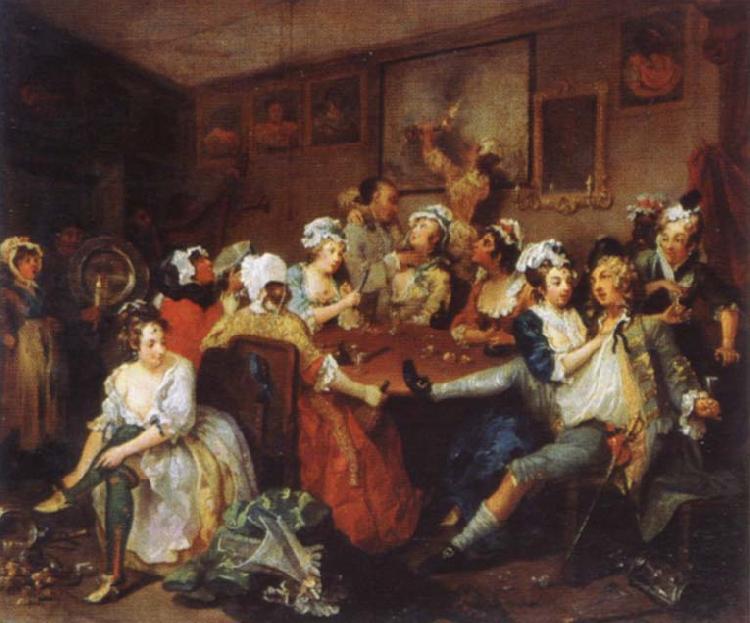 William Hogarth The Rake-s Progress the orgy France oil painting art
